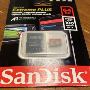 SanDisk Extreme PLUS MicroSD 64GB 100 MB/s - Picture 1 of 3