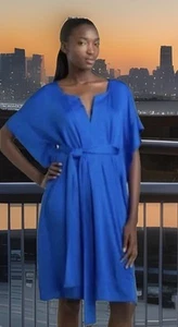 Diane von Furstenberg Handy Mini Dress Size 6 Cobalt Blue Dolman Sleeve Luxury - Picture 1 of 14