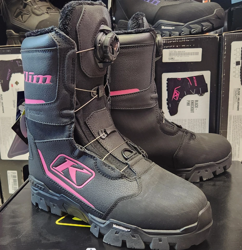 AURORA GTX BOA СНЕГОХОД БОТИНКИ GORE-TEX THINSULATE ЧЕРНЫЙ/РОЗОВЫЙ ЖЕНЩИН США 8 - Изображение 1 из 4