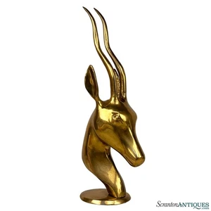 Vintage Hollywood Regency Brass Gazelle Sculpture Bust - 12" - Picture 1 of 8
