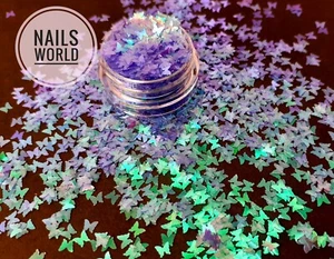 Nail Art Glitter Purple BUTTERFLY Holographic Sequins Decoration MANICURE UK - Picture 1 of 2