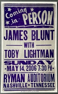 Póster James Blunt: Nashville, 2006 por impresión de Hatch Show - Imagen 1 de 1