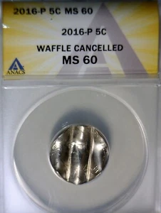 2016 ERROR ANACS MS60 WAFFLED Jefferson Nickel BU + Coin STRUCK Waffle w Details - Picture 1 of 4