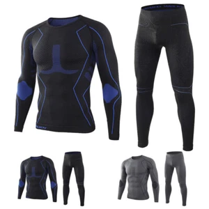 Men's Thermal Underwear Long Johns Pyjamas Sets Seamless Nightwear Top & Bottom - Picture 1 of 11