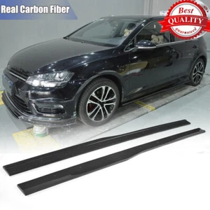 For Volkswagen VW GOLF 7 VII MK7 R R-LINE 14-19 Carbon Side Skirt Extension Lip - Picture 1 of 12