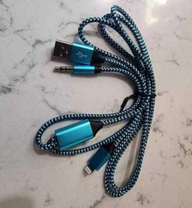 Car Aux Cord for Iphone Lightning to 3.5Mm Male Audio 2-In-1 MFI Certified 4Ft - Picture 1 of 3