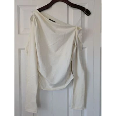 J. Top Crew Asimétrico Fuera del Hombro Mujer Talla XS Marfil Nuevo con Etiquetas $69 CD310 Foto 1 de 4