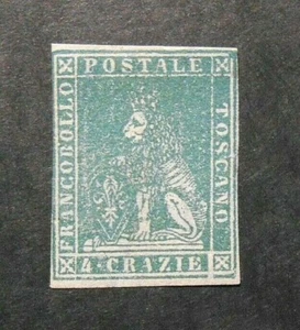 ITALIA ,ITALY 1857 Toscana Tuscany " Leone Mediceo" 4 crazie verde Mint  ss.14 - Imagen 1 de 2