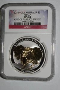 2014 P Gilt Australia Koala MS 70 One of First 500 Struck NGC #230 - Picture 1 of 2