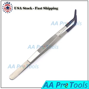 TWEEZERS with RUBBER TIPS PVC Coated TIPS Bent Tip Tweezer Jewelry Hobby Crafts - Picture 1 of 3