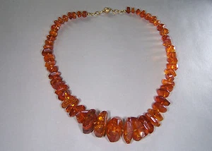 Damen-Schmuck Mode und Antik  Halskette Bernstein 50 cm Steingröße verlaufend - Bild 1 von 4