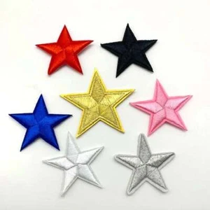 Embroidered Stars 5 pieces IRON-ON patch applique badge 4 - 5cm choice of colour - Picture 1 of 8