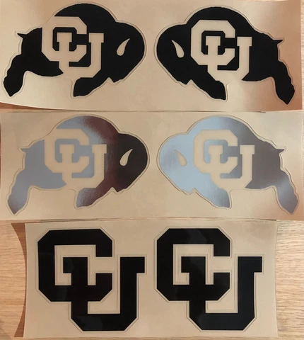 Colorado Buffaloes Full Size Football Helmet Decals - Variations, Chrome Cover