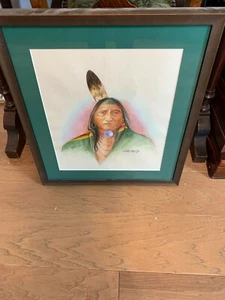 ORIGINAL MICHAEL FARRELL HILL 1987 NATIVE AMERICAN PAINTING WITH FREE SHIPPING - Picture 1 of 4