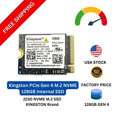 Kingston SOLIDE STATE DRIVE OM3PGP4128P-AH 128GB PCIe Gen 4 M.2 NVME SSD (2230) - Image 1 of 3
