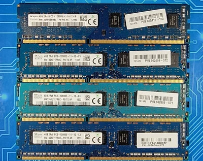 16GB (4x4GB) PC3-12800E DDR3-1600MHz 2Rx8 ECC Hynix HMT351U7EFR8C-PB - Image 1 of 2