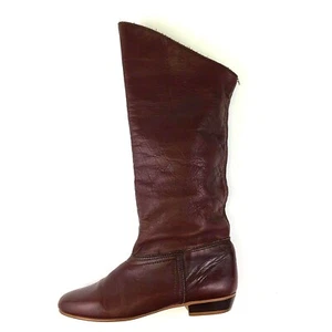 Vintage 1970s Soft Leather Slouchy Tall Riding Boots DEX Stacked Heel Campus 5.5 - Picture 1 of 9