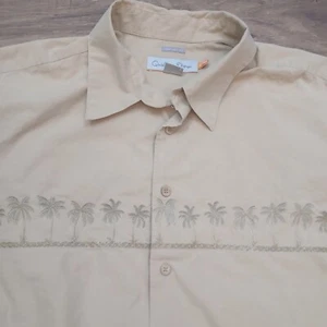 Quiksilver Edition Shirt Mens XXL 2XL Tan Palm Tree Comfort Fit Button Camp - Picture 1 of 10