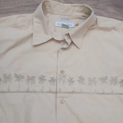 Quiksilver Edition Shirt Mens XXL 2XL Tan Palm Tree Comfort Fit Button Camp - Image 1 of 4