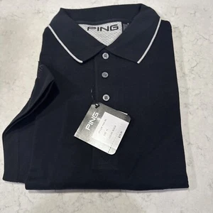 NEW Ping Polo Shirt Mens Extra Large Golf Performance Shirt Black Ping Sleeve - Picture 1 of 9