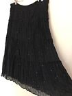 Notations Tiered Broomstick Maxi Skirt Size XL Black Chiffon Lined Sequins Black