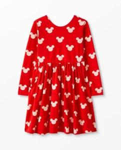 Hanna Andersson Mädchen Langarm Disney Classic Print Skater Kleid - Rot Mickey - Bild 1 von 1