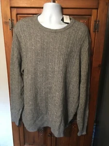 NWT CLUB ROOM Luxury 100% CASHMERE Heather Grey CABLE KNIT Sweater Mens Size XXL - Picture 1 of 5