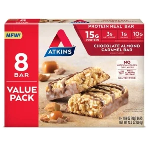 Atkins Chocolate Almond Caramel Protein Meal Bar, High Fiber, 15g Protein, 1g - Picture 1 of 13