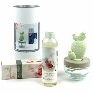 Pretty Valley Home Bunny Ear Cactus Ceramic Diffuser Combo White Orchid 200ml - Picture 1 of 3