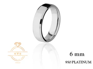 950 Platinum Beveled Edge 6mm Wedding Band Ring - Comfort Fit Polished Finish - Picture 1 of 9