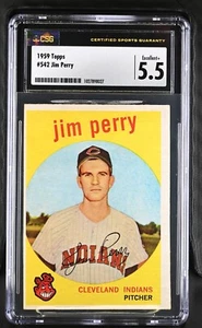 1959 Topps #542 Jim Perry Cleveland Indians - Rookie Card - CSG 5.5 Ex+ - Bild 1 von 2