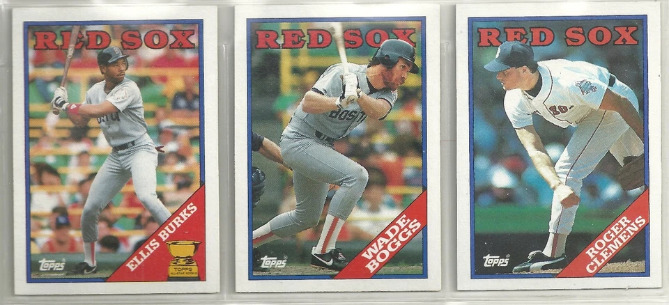 1988 年 Topps 波士顿红袜队 30 张牌球队套装 Wade Boggs Jim Rice Roger Clemens — 第 1/1 张图片