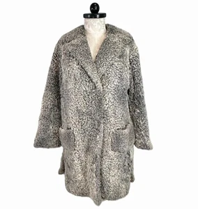 Vintage Pelzmoden Welschoff Astrakhan Karakul Curly Lamb Long Coat Gray - Picture 1 of 22