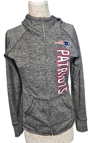 VETEMENTS NFL Team Apparel Donna New England Patriots Full Zip Felpa con Cappuccio Giacca Grigio Taglia S