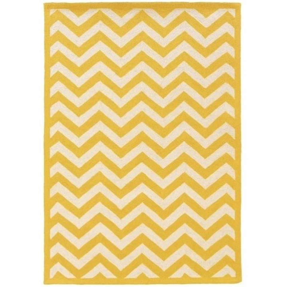 Alfombra de lana Chevron enganchada a mano Hawthorne Collection 5' x 7' en amarillo Foto 1 de 1