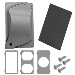 Cubierta de toma eléctrica universal resistente a la intemperie de metal de 1 velocidad, gris - Imagen 1 de 11