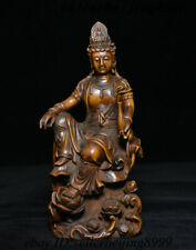Chinese Boxwood Wood Carving Free Kwan-yin Guan Yin Boddhisattva Buddhism Statue