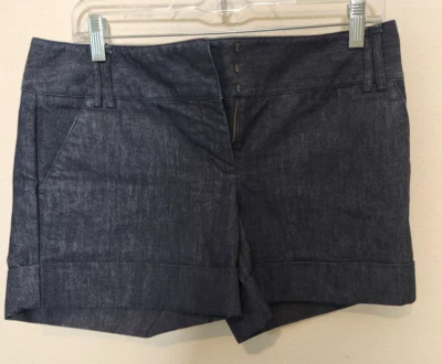 Express Womens Dark Rinse Denim Trouser Shorts Cuffed Pockets Mid-Rise Sz 6x4.5" - Image 1 of 4