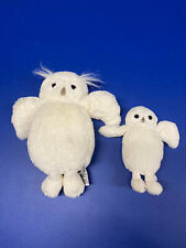 Lot 2 Jellycat White Owl Woodland Bashful Plush Stuffed Animal Toy 11”Or 12",7”