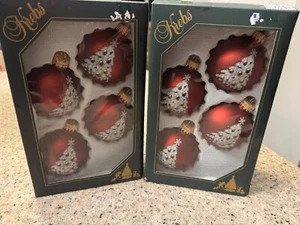 Krebs Glass Ball Christmas Red and White Tree Ornaments Set of 8 NEW - Picture 1 of 1