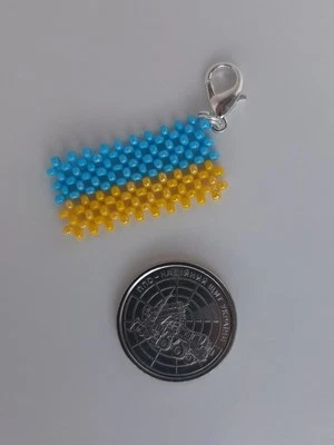 Beaded keychain, Ukrainian flag handmade - Image 1 of 3