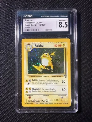 CGC 8.5 Raichu Holo Base Set 2 16/130 PSA 8 HOLO RARE W/ Beautiful Swirl Pokemon - Image 1 of 2