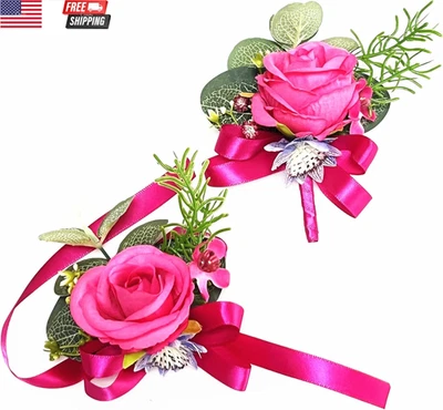 Prom Calla Lilyrose Corsage and Boutonniere Set Artificial Rose Wedding Corsage  - Image 1 of 4