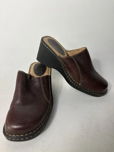Born W6510 Size 9 40.5 M/W Mules Clogs Comfort Shoes Brown Leather - Picture 1 of 7