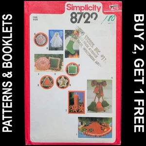 Vintage Simplicity Weihnachtsschmuck/Strumpf/Kissen/Baum Rock Muster #8722 UNGESCHNITTEN* - Bild 1 von 7