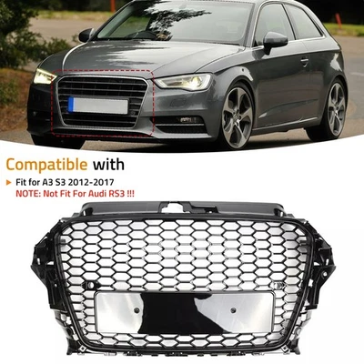 For 2013-2017 Audi A3 S3 Black RS3 Honeycomb Mesh Front Bumper Grill Grille USA Foto 1 de 4
