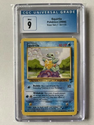 Pokemon Squirtle Base Set 2 2000 93/130 CGC 9 Mint - Image 1 of 2