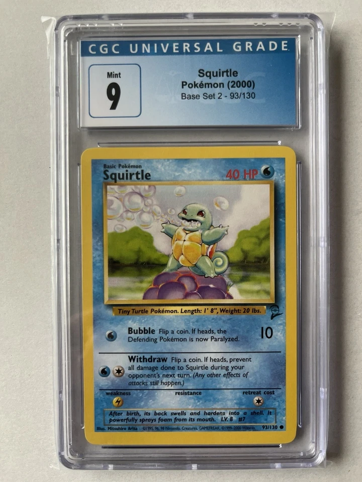 Pokemon Squirtle Base Set 2 2000 93/130 CGC 9 Mint - Image 1 of 2