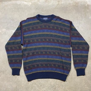 Vintage Jantzen Classics Sweater L Multicolor Knit 90s Grandpa Coogi Style - Picture 1 of 7