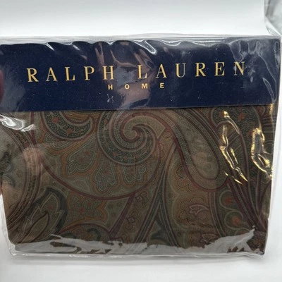 RARE RALPH LAUREN West Highland Olive FULL Flat Sheet Paisley Green 100% COTTON - Image 1 of 4